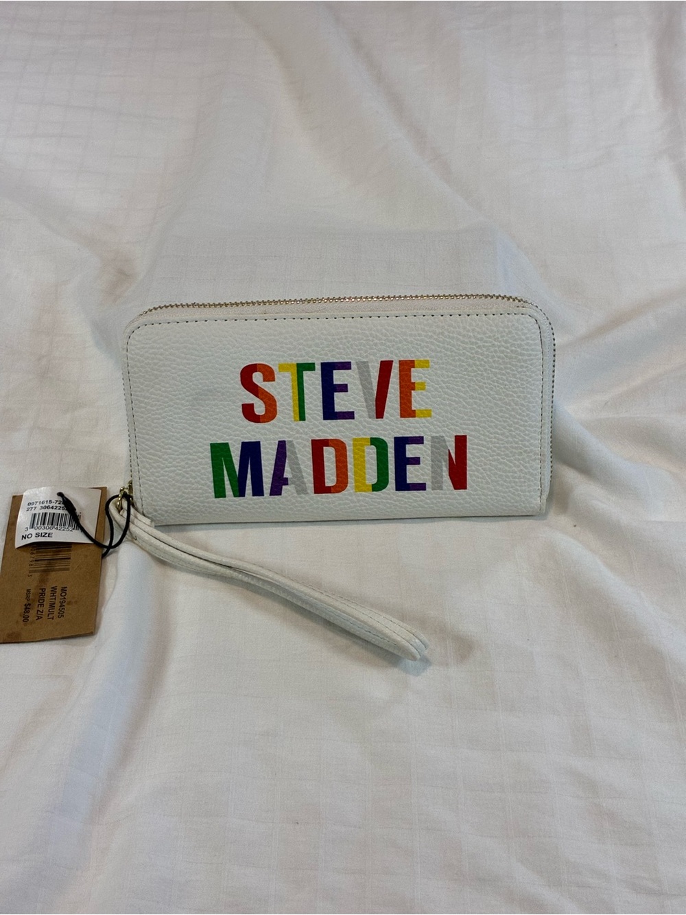 Steve Madden White Wallet with Rainbow Logo